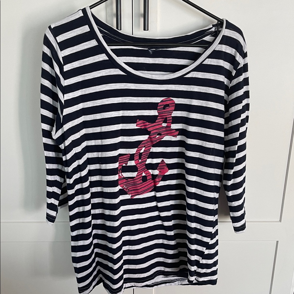 Striped Long Sleeve Top with Red Anchor